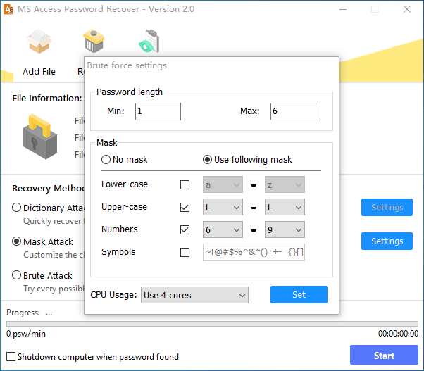 ms access password field mask