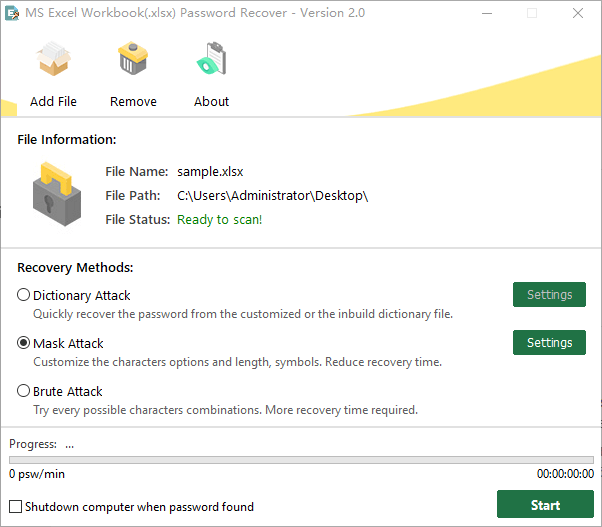 open excel with password