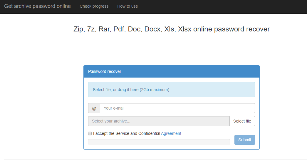 Unlock the Zip file using Password-Online