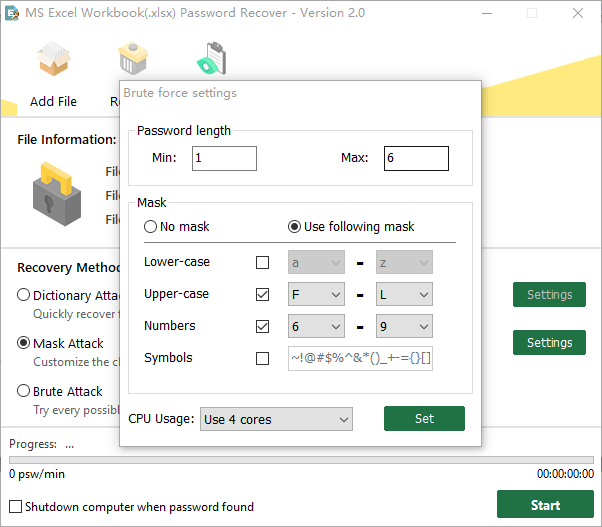 open excel with password