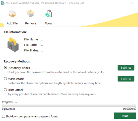 MS Excel Workbook (.xlsx) Password Recover