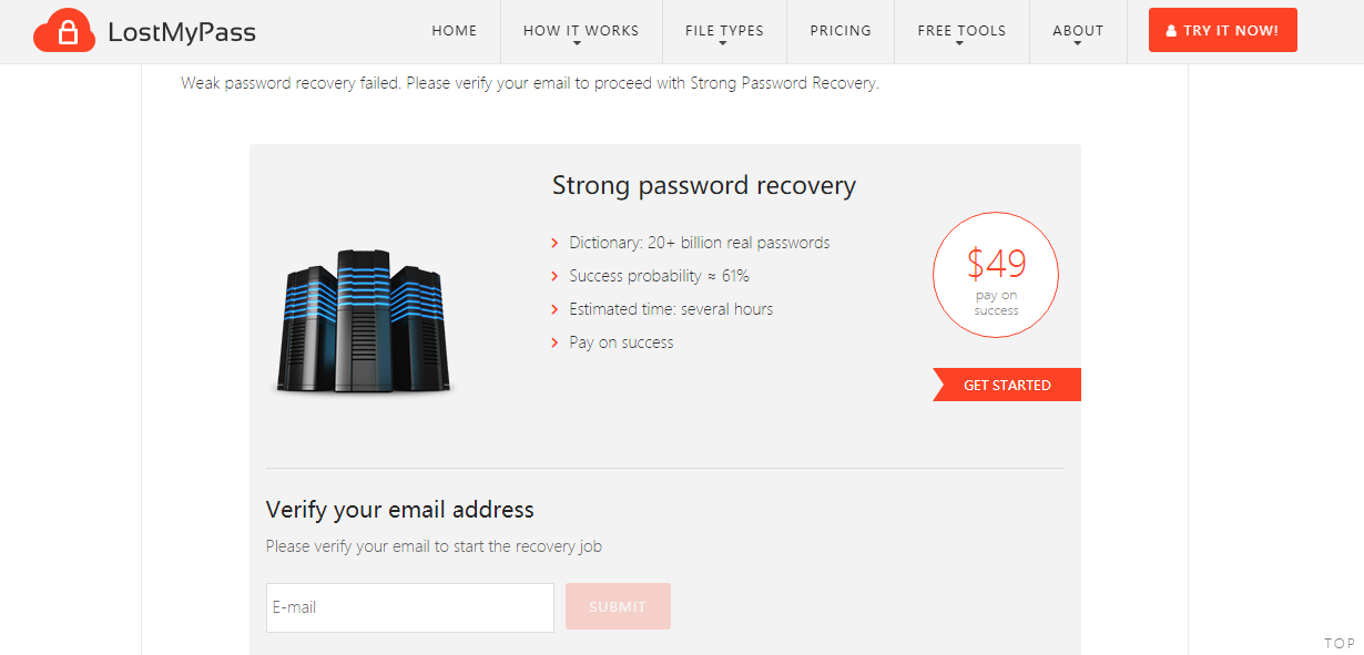 Continue with strong password recovery