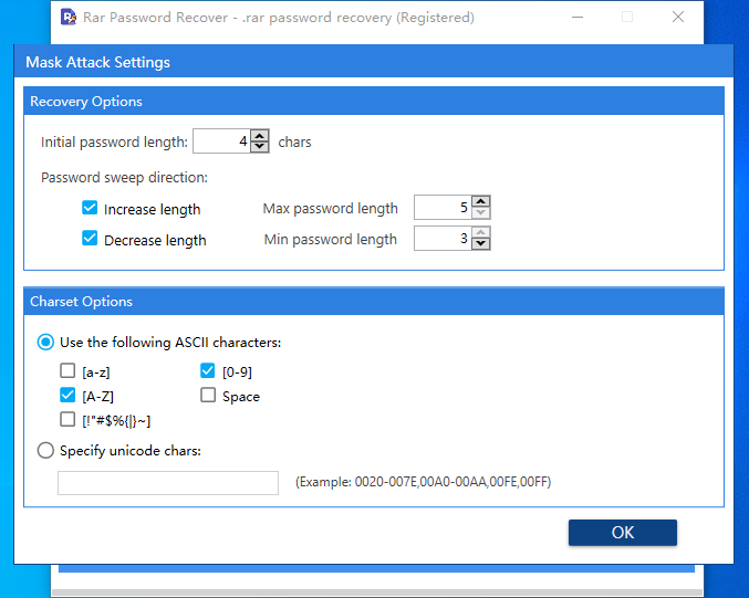 Configure the settings of mask attack