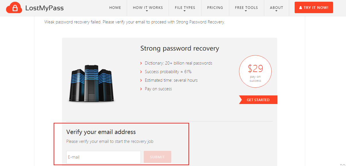 Proceed with strong password recovery