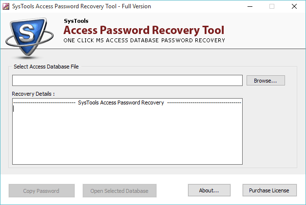 Recover the MDB file password using SysTools Access Password Recovery Tool
