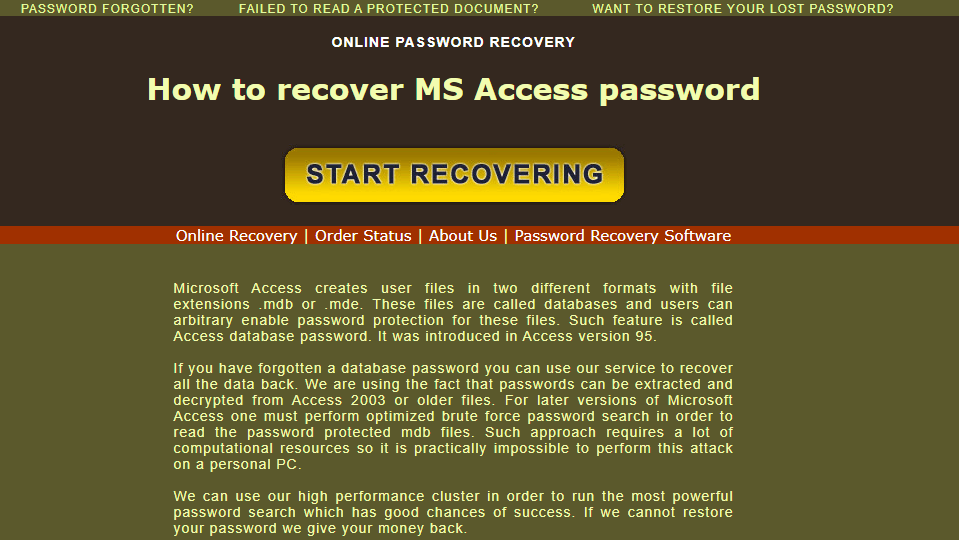 Unlock a .mdb file using PasswordNow